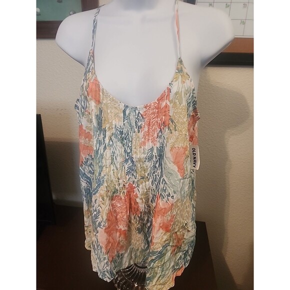 Old Navy Tops - Old Navy Women's Medium Floral Flowy Spaghetti Strap Tank Top Blue Pink M